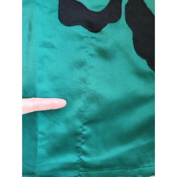 NWD Anthropologie Nikasha Embroidered Satin Dress Size XSP Petites Green #8F409 - Picture 8 of 12